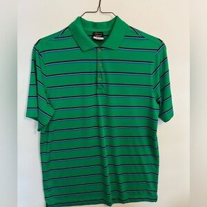 NIKE MENS  GREEN STRIPE STANDARD FIT DRI FIT POLO SHIRT.  SIZE LARGE